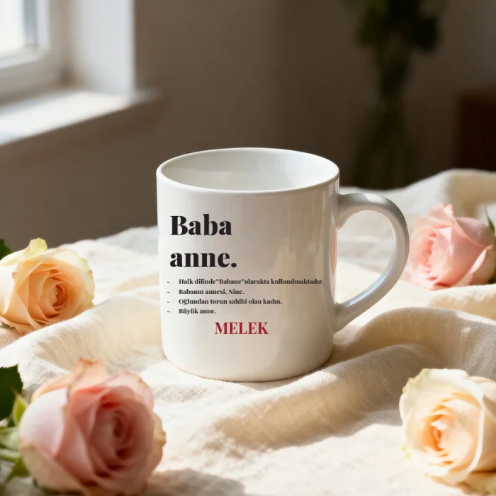 Babaanne Kelime Anlamlı Kişiye Özel İsimli Kupa Bardak