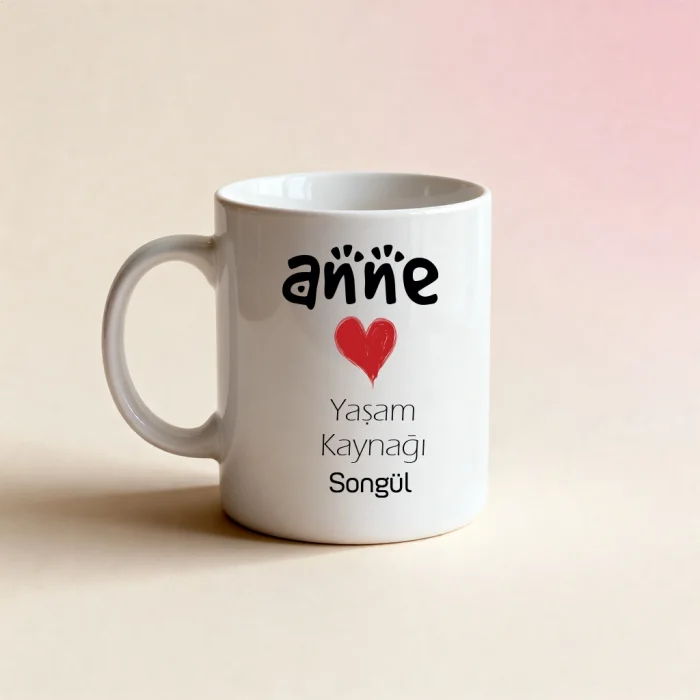 Anneye Özel İsimli Hediye Kupa