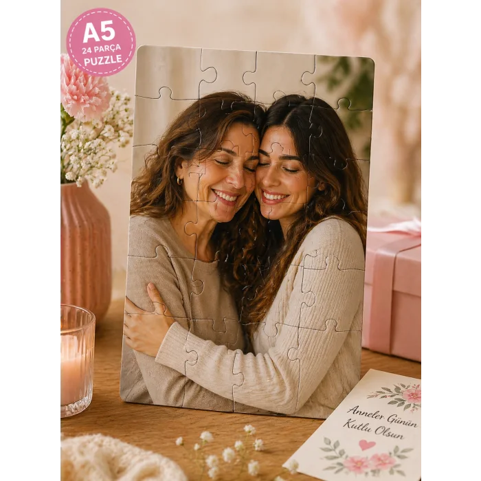 Kişiye Özel Anneler Günü A5 24 Parça Fotoğraflı Puzzle