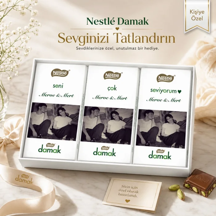 Sevgiliye Hediye Özel Fotoğraflı Nestle Damak Çikolata Paketi