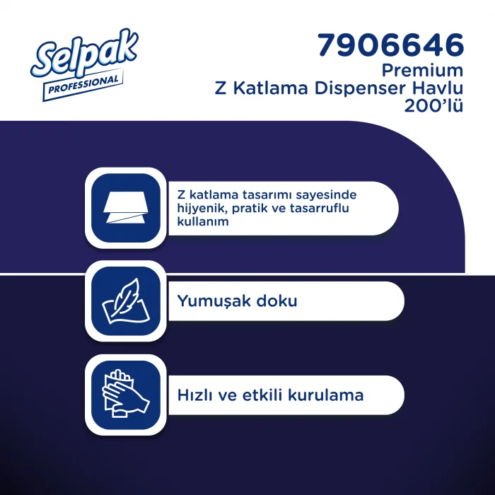 Selpak Professional Premium Z Katlı 200 Yaprak 20li Dispenser Havlu