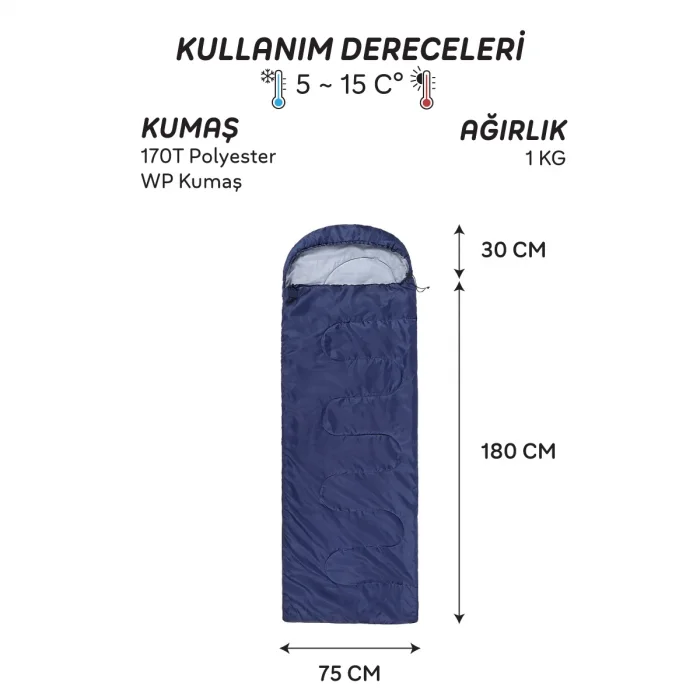 AndOutdoor NewCebu Uyku Tulumu-LACİVERT