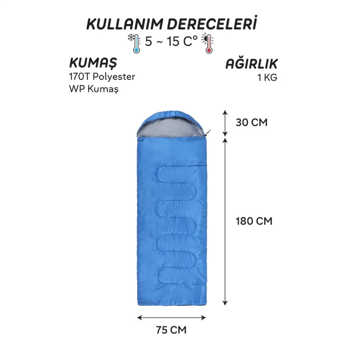 AndOutdoor NewCebu Uyku Tulumu-MAVİ