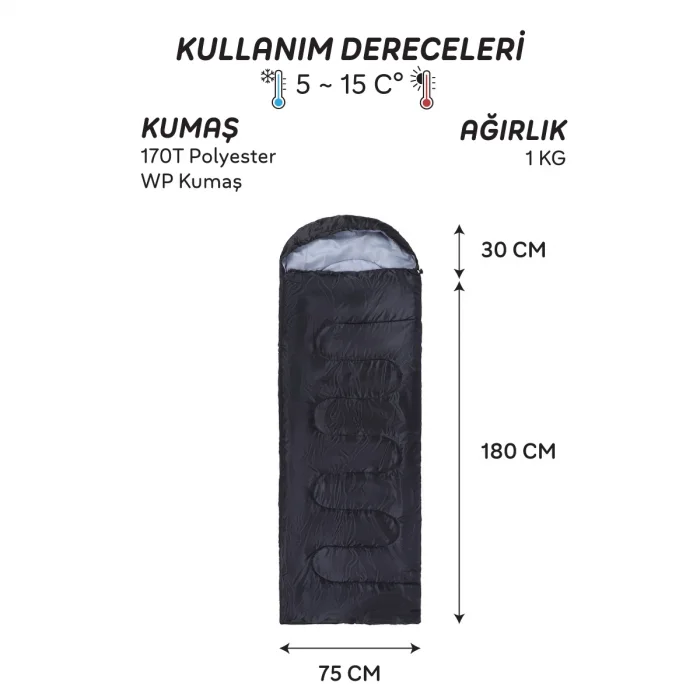 AndOutdoor NewCebu Uyku Tulumu-SİYAH
