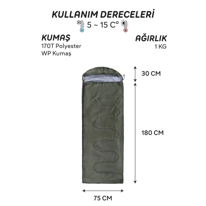 AndOutdoor NewCebu Uyku Tulumu-YEŞİL