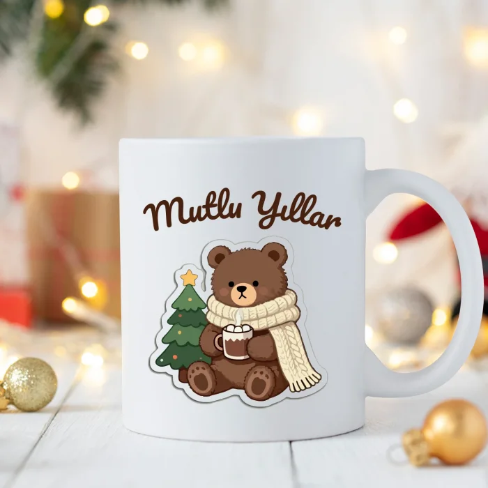Atkılı Ayı Desenli Yılbaşı Kupası ⭐