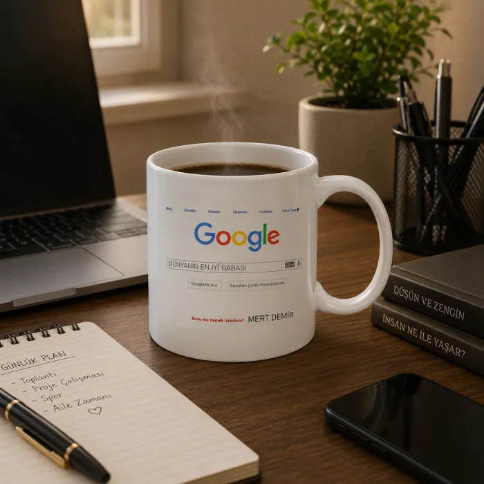 Babalar Gününe Google Temalı Kişiye Özel Kupa Bardak