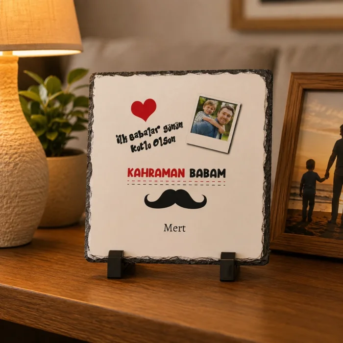 Babalar Gününe Özel Fotoğraflı İsimli Doğaltaş