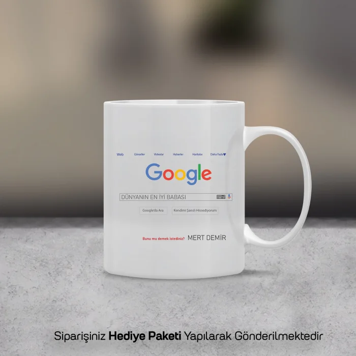Babalar Gününe Google Temalı Kişiye Özel Kupa Bardak