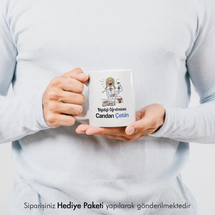 Biyoloji Öğretmeni Tasarımlı Hediye Kupa Bardak