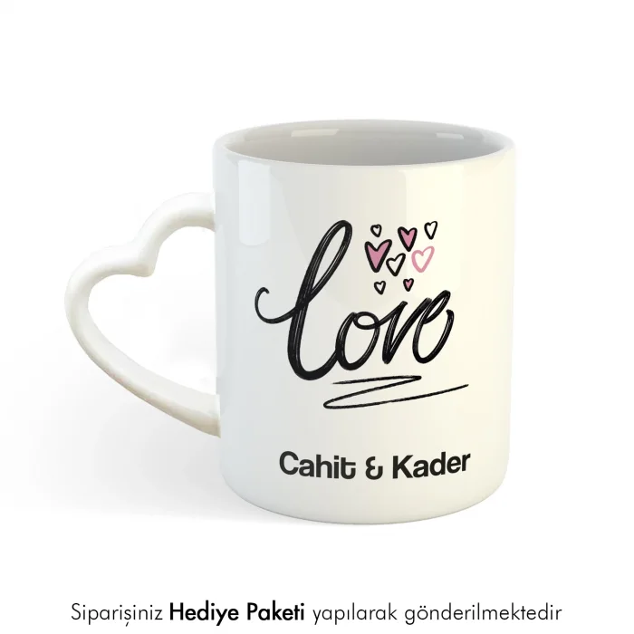 Beyaz Kalpli Hediye Kupa Bardak