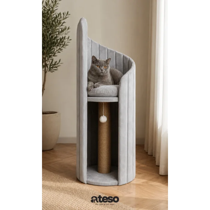 Çöl Kumu Premium Kedi Mobilyası | Kedi Yatağı ve Tırmalama Ünitesi