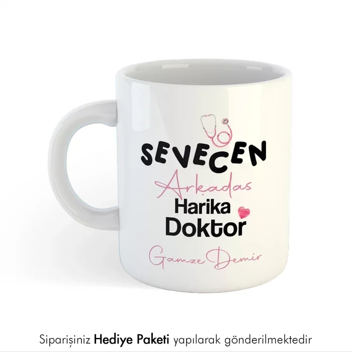 Doktor Arkadaşa Hediye İsme Özel Esprili Kupa Bardak