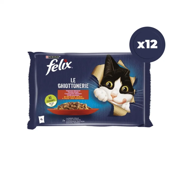 Felix Sığır Etli ve Tavuklu 4x85 gr 12li Kedi Yaş Maması