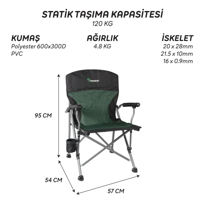 FreeCamp Huxley Katlanır Sandalye-HAKİ-SİYAH