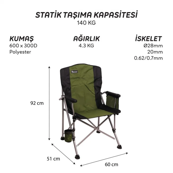 FreeCamp Huxley Trail Katlanır Sandalye-HAKİ-SİYAH