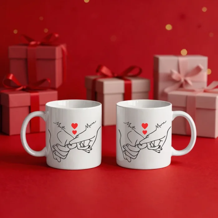 Heartline Love Temalı İsimli 2li Kupa