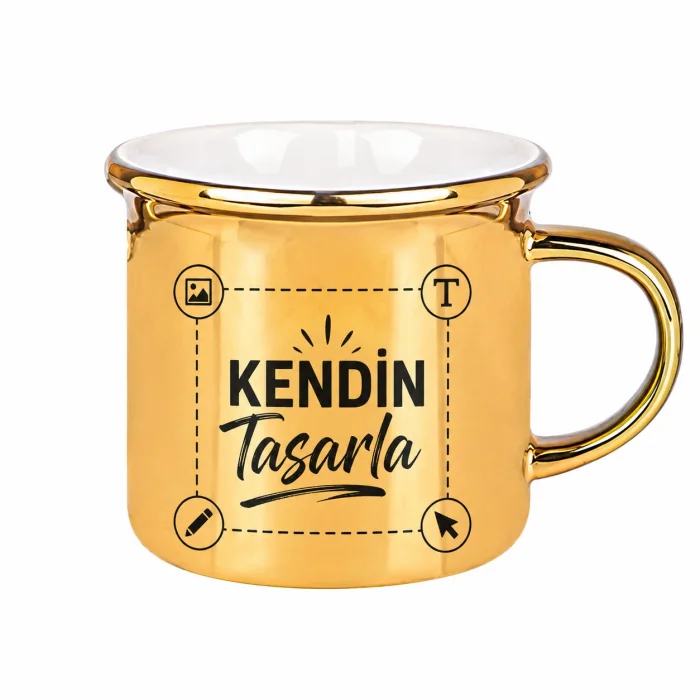 Kendin Tasarla Porselen Altın Enamel Kupa