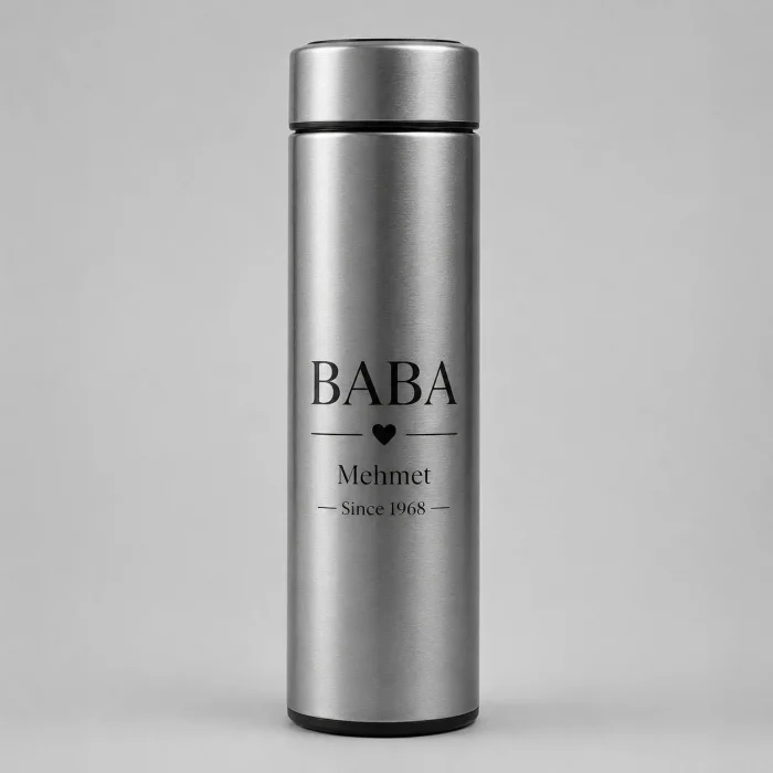 Kişiye Özel Premium BABA Çelik Termosu – İsim & Yıl Tasarımlı