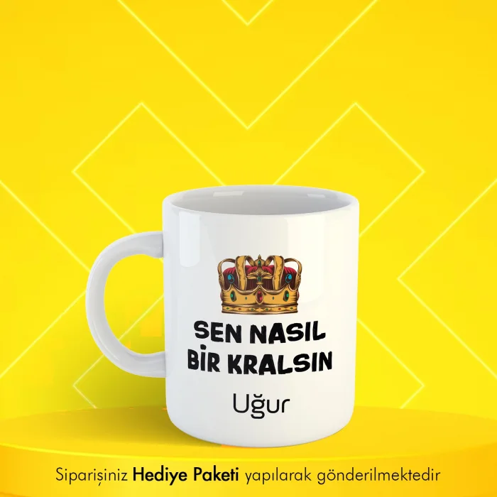 Kralsın Temalı Kişiye Özel İsimli Hediye Kupa