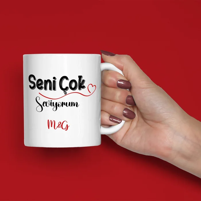 Seni Çok Seviyorum Mesajlı İsme Özel Kupa Bardak