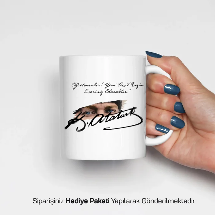 Öğretmenler Gününe Özel Atatürk Temalı Kupa Bardak