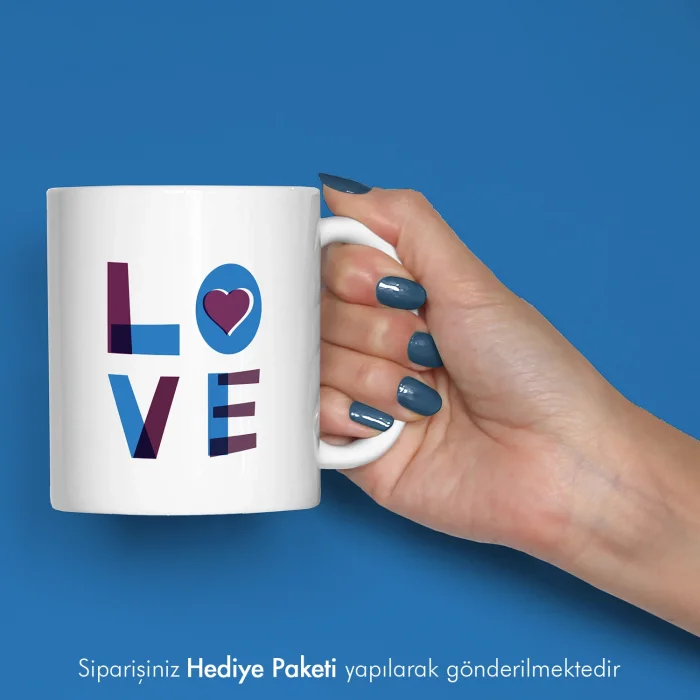 Love Tasarımlı Kahve Kupası