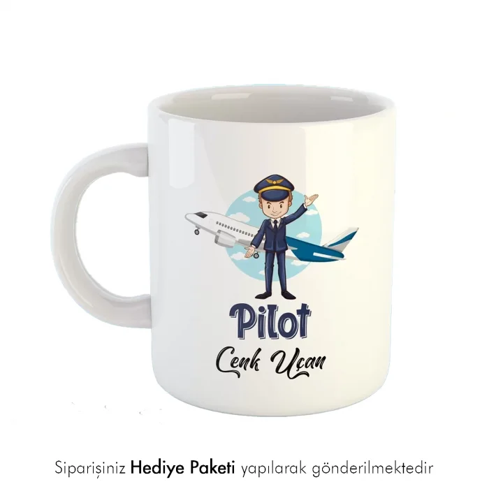Pilot Tasarımlı İsme Özel Hediye Kupa