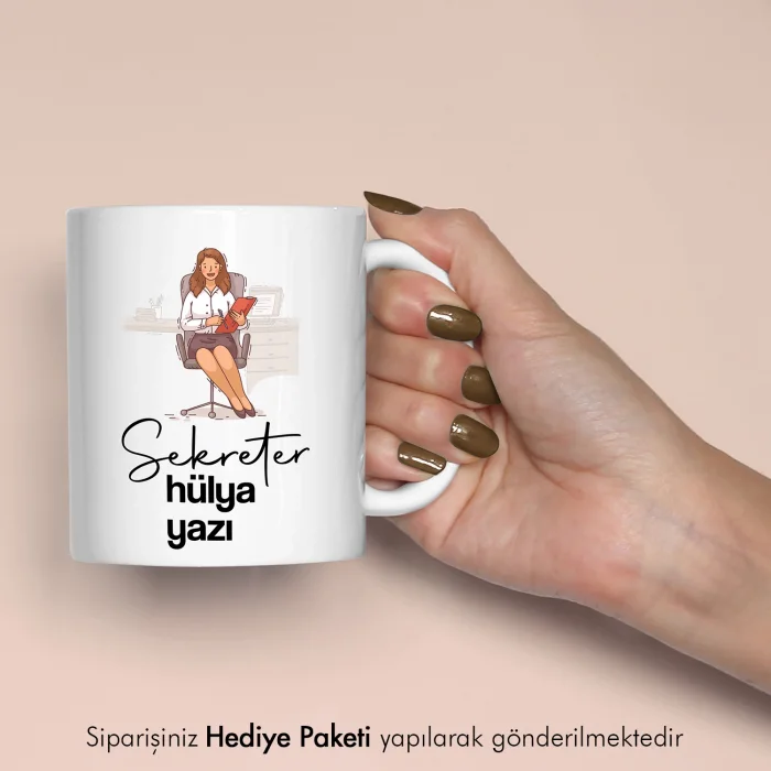 Sekreter Tasarımlı İsme Özel Hediye Kupa