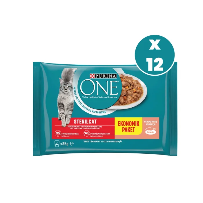 Purina One Kısırlaştırılmış Somonlu & Havuçlu 4x85 gr 12li Kedi Yaş Maması