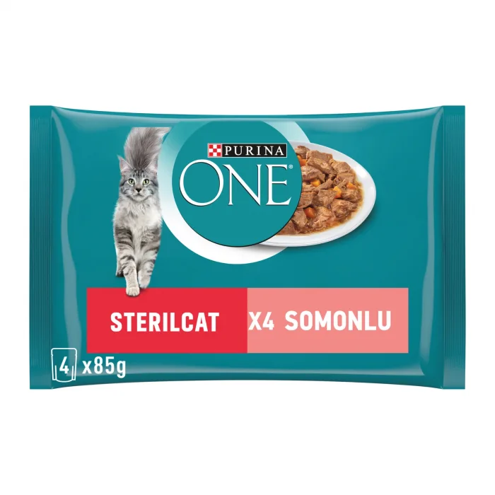 Purina One Kısırlaştırılmış Somonlu & Havuçlu 4x85 gr 12li Kedi Yaş Maması