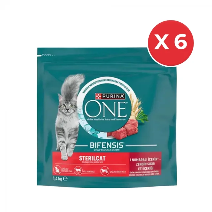 Purina One Sığır Etli Kısırlaştırılmış Kedi Maması 1.4 Kg X 6 Paket