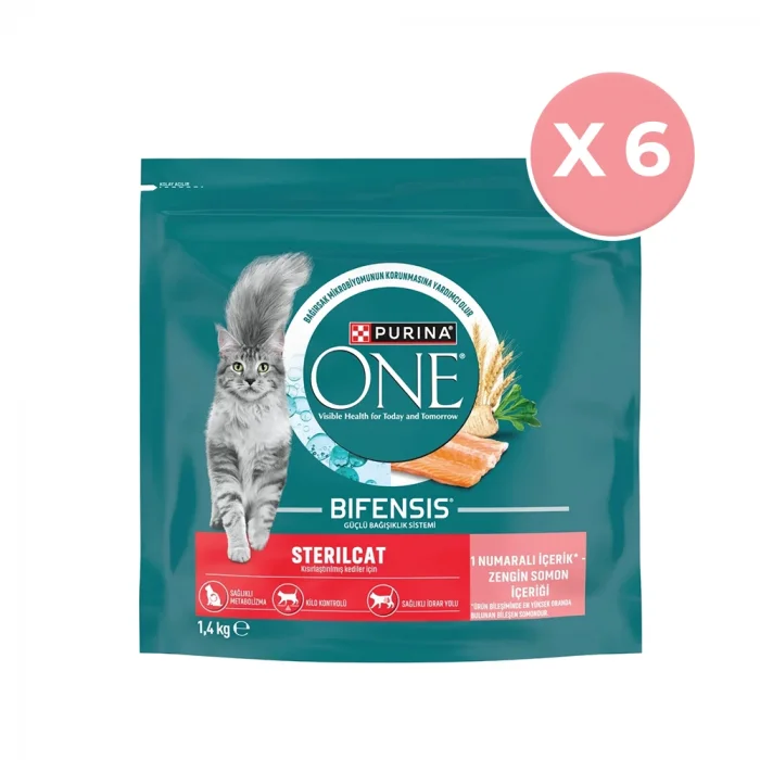 Purina One Somonlu Kısırlaştırılmış Kedi Maması 1.4 Kg X 6 Paket