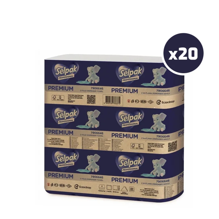 Selpak Professional Premium Z Katlı 200 Yaprak 20li Dispenser Havlu