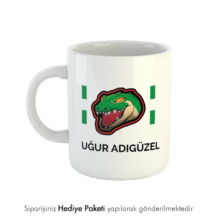 Timsah Baskılı Kişiye Özel İsimli Kupa Bardak