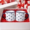 Aşk Dolu Lacivert Enamel Kupa Seti