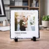Yıl Dönümüne Özel Fotoğraf İsim ve Tarih Baskılı Kare Doğal Taş