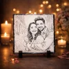 Kişiye Özel Line Art Kare Doğal Taş