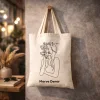 Woman Art Line Tasarımlı Kişiye Özel İsimli Askılı Bez Çanta