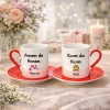 2Li Kırmızı Fincan Kişiye Özel İsimli Annem De Annem Kızım Da Kızım