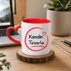 Kişiye Özel Kendin Tasarla Kırmızı Kalp Kulplu Kupa Bardak