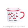 Kiraz Desenli Kırmızı Enamel Kupa Bardak