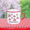 Kiraz Desenli Kırmızı Enamel Kupa Bardak