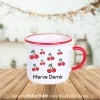 Kiraz Desenli Kırmızı Enamel Kupa Bardak