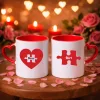 Kişiye Özel 2li Puzzle Kalp Kupa Seti