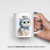 Papatya Desenli Kedi Temalı İsimli Kupa