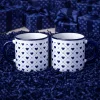 Romantik Lacivert Desenli Enamel Kupa Seti