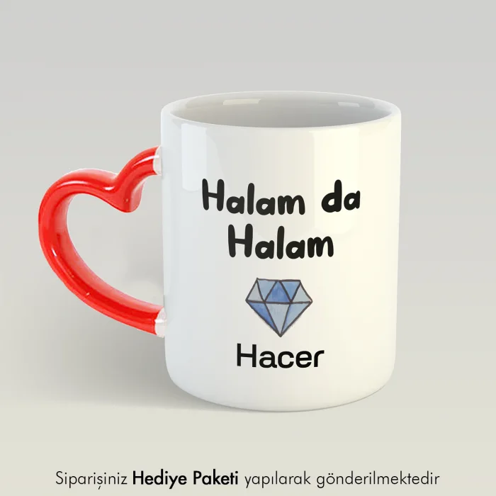 Halam Da Halam Kişiye Özel İsimli Kalpli Kupa Bardak