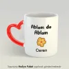 Ablam Da Ablam Kişiye Özel İsimli Kırmızı Kalpli Kupa Bardak