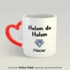 Halam Da Halam Kişiye Özel İsimli Kalpli Kupa Bardak